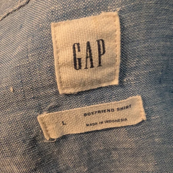 Gap 100% Linen Chambray Boyfriend Shirt Size Large L - Picture 5 of 6